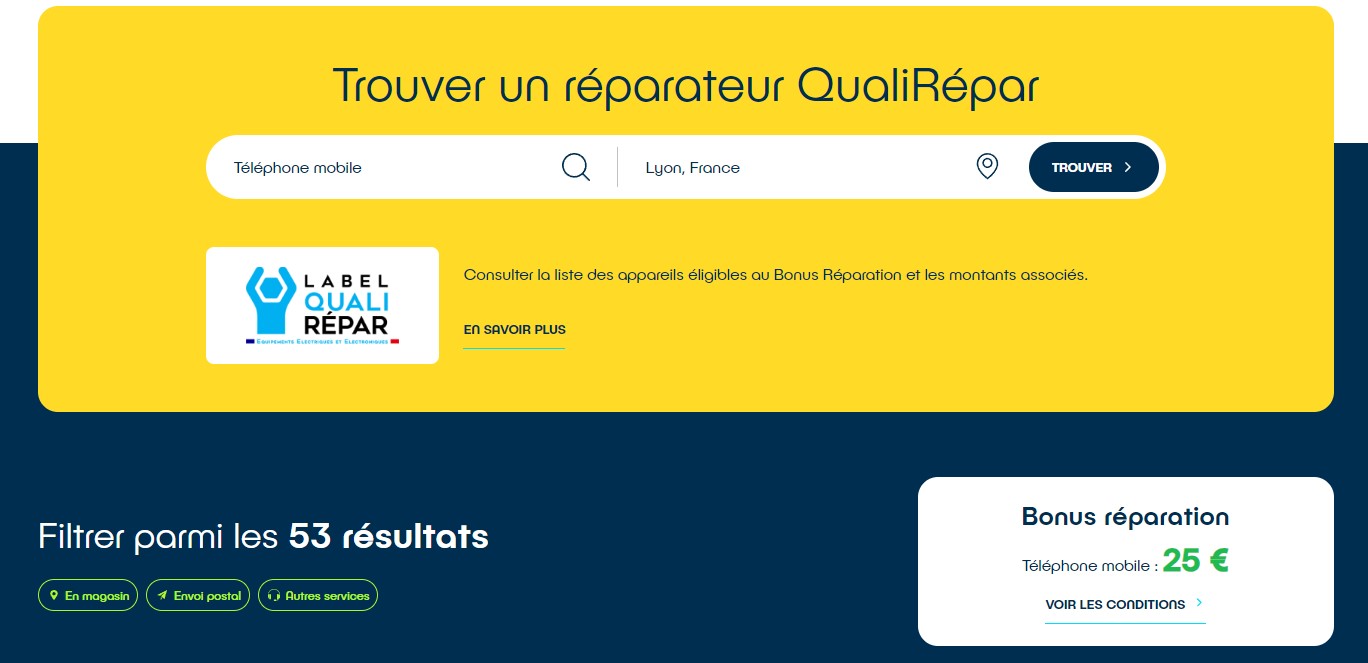 Trouver un réparateur mobile agréé